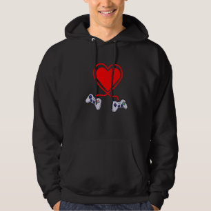 Controller Heart Video Gamers Funny Valenines Day Hoodie