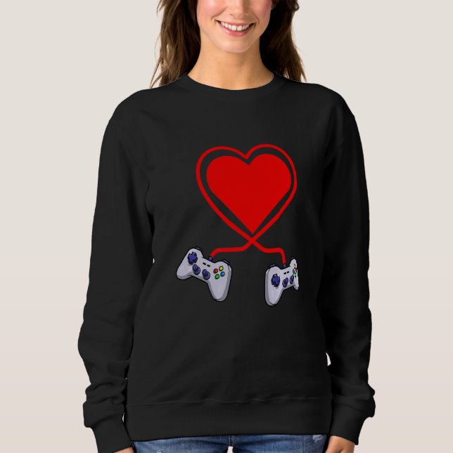 Controller Heart Video Gamers Funny Valenines Day Sweatshirt (Front)