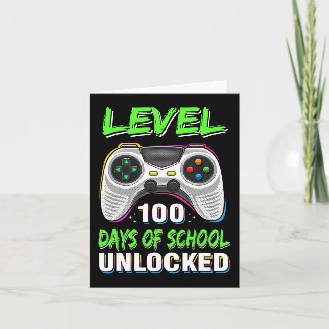 Controller Level 100 Days Of School Unlocked Boys  Card (Front)