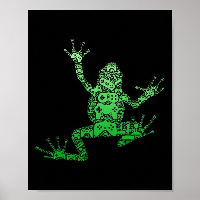 Controller Men Boys Kids Teens - Video Gamer Frog  Poster (Front)