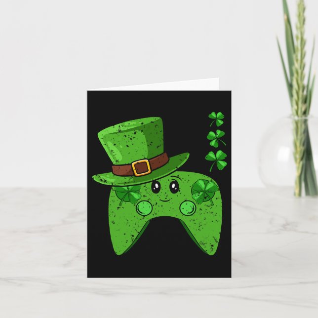 Controller Shamrock St Patricks Day Gaming Gamer  Card (Front)