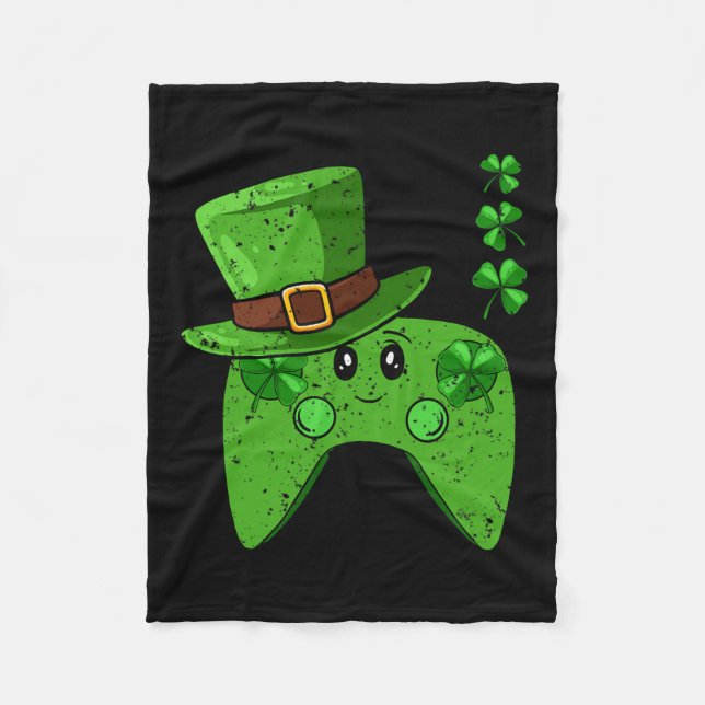 Controller Shamrock St Patricks Day Gaming Gamer  Fleece Blanket (Front)
