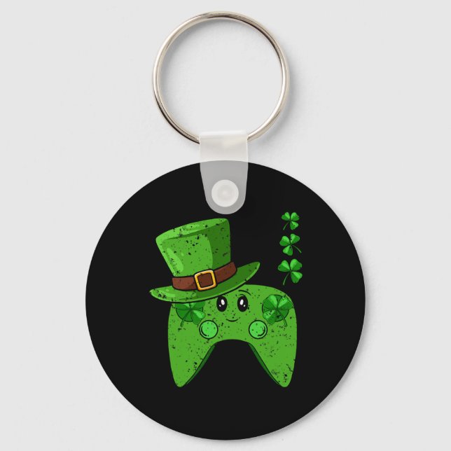 Controller Shamrock St Patricks Day Gaming Gamer  Key Ring (Front)