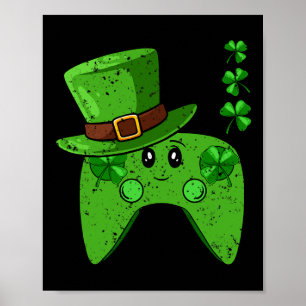 Controller Shamrock St Patricks Day Gaming Gamer  Poster