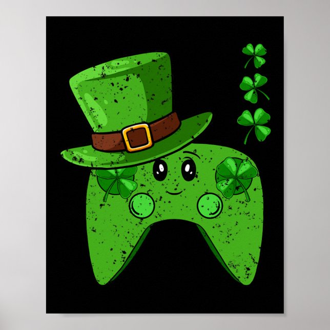 Controller Shamrock St Patricks Day Gaming Gamer  Poster (Front)