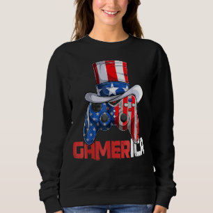 Controller Uncle Sam Video Game Gamerica Us Flag 4 Sweatshirt