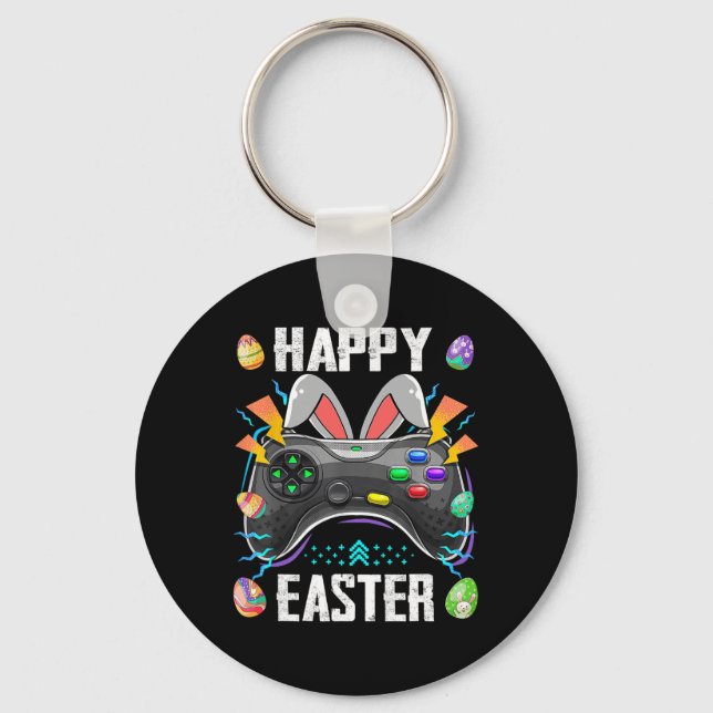 Controller With Bunny Ears Funny Easter Video Game Key Ring (Front)
