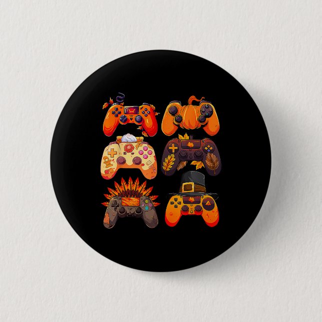 Controllers Fall Gaming Video Game Turkey Thanksgi 6 Cm Round Badge (Front)