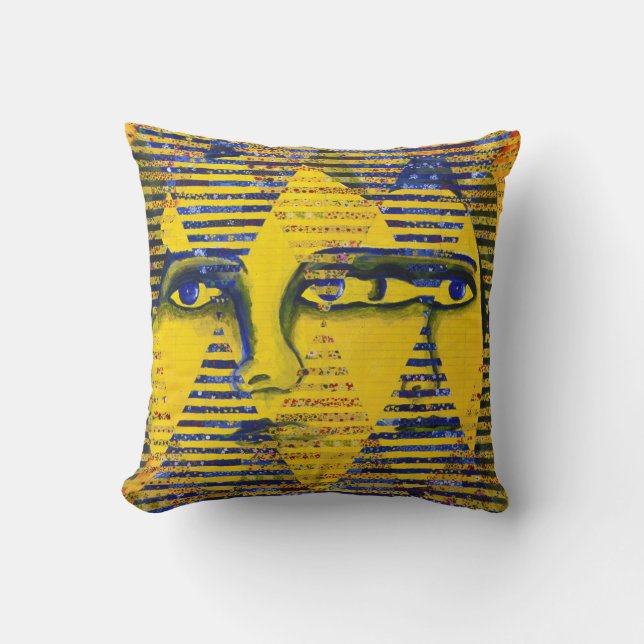 Conundrum II – Golden & Sapphire Goddess Cushion (Front)
