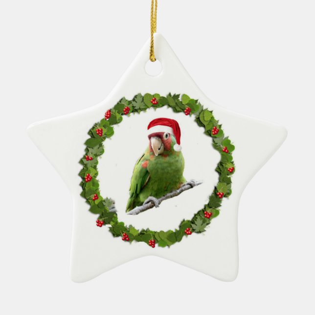 Conure Christmas Wreath Ceramic Tree Decoration (Front)