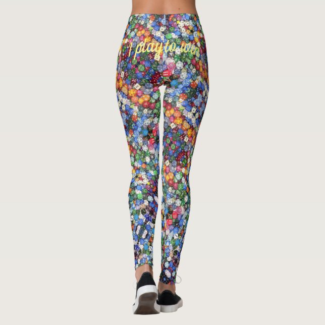 Convention Gaming Dice Comfortable "play to win" Leggings (Back)