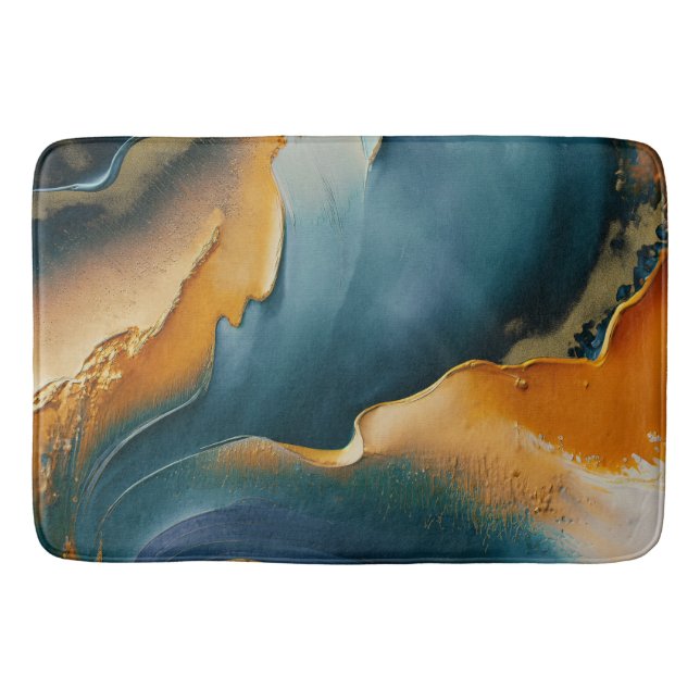 Convergence – Abstract Fields Of Motion And Gold Bath Mat (Front)