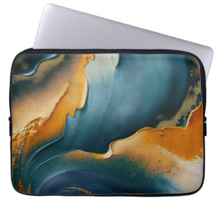 Convergence – Abstract Fields Of Motion And Gold Laptop Sleeve
