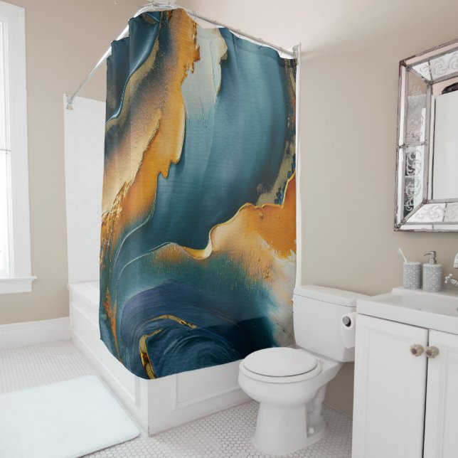 Convergence – Abstract Fields Of Motion And Gold Shower Curtain (In Situ)