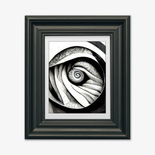 Convergence - Black & White Abstract art Poster
