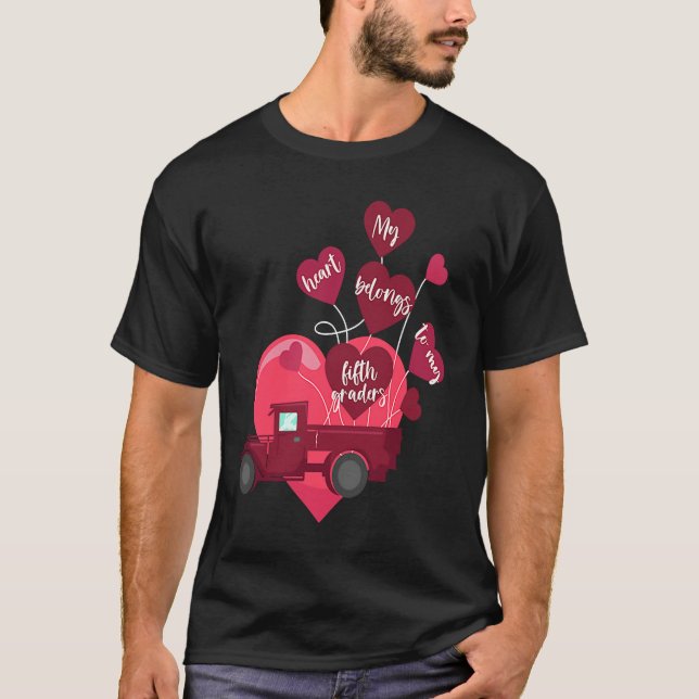 Conversation Heart Truck Valentines Day 5th Grade  T-Shirt (Front)