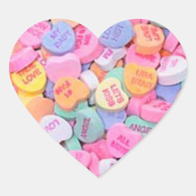 Conversation Hearts Heart Sticker (Front)