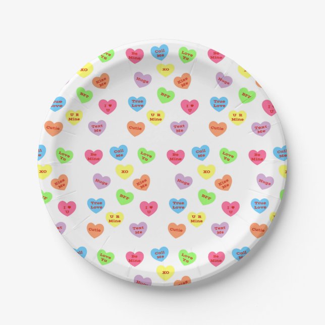 Conversation Hearts Paper Plate (Front)