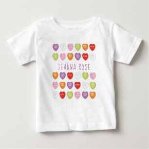 Conversation Hearts Personalised Baby T Shirt