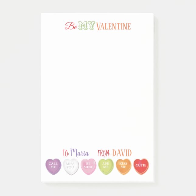 Conversation Hearts Personalised Post it Notes (Front)
