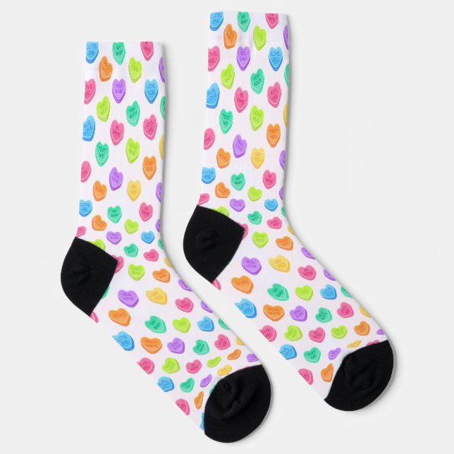 Conversation Hearts Valentines Day Pattern Socks (Right)