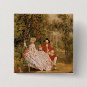 Conversation in a Park, portrait of the artist and 15 Cm Square Badge