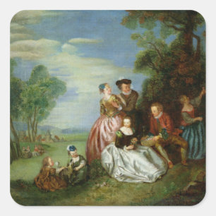 Conversation in a Park Square Sticker
