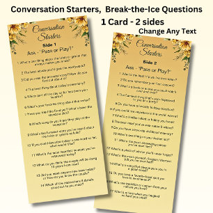 Conversation Starters - Break The Ice Questions Menu