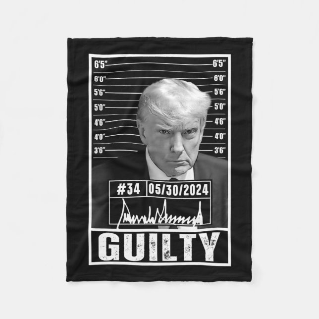 Conviction Verdict Donald Trump Mug Shot Jail Pict Fleece Blanket (Front)