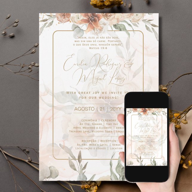 Convite de Casamento Boho Capim dos Pampas Invitation (Creator Uploaded)