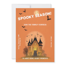 Convite Festa Halloween Laranja com Mansão