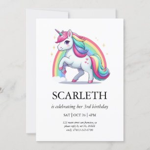 Convite Modern Cute Doodle Unicorn Stars Aniversár Invitation