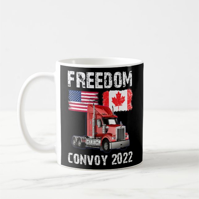 Convoy 2022 Canada Freedom Trucker Cheers  Coffee Mug (Left)