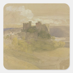 Conway Castle (graphite, w/c and gouache on paper Square Sticker