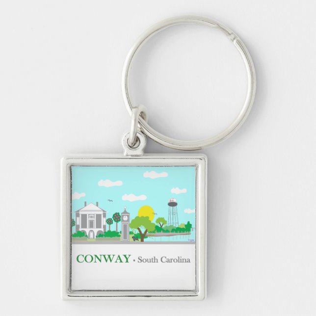 Conway, SC - Charming Key Ring (Front)