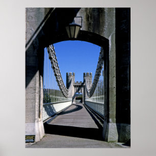 Conwy Suspension Bridge Conwy North Wales Postcard Poster