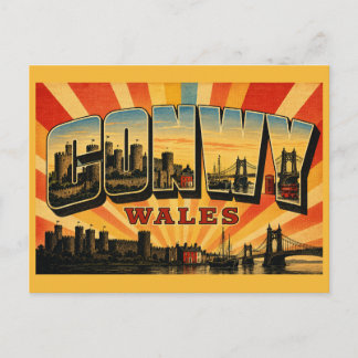 Conwy Wales Mediaeval Gem Vintage Travel Art Postcard