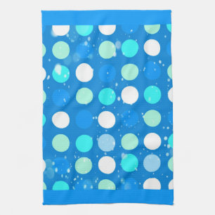 Coo big blue, white, light blue polka dots tea towel