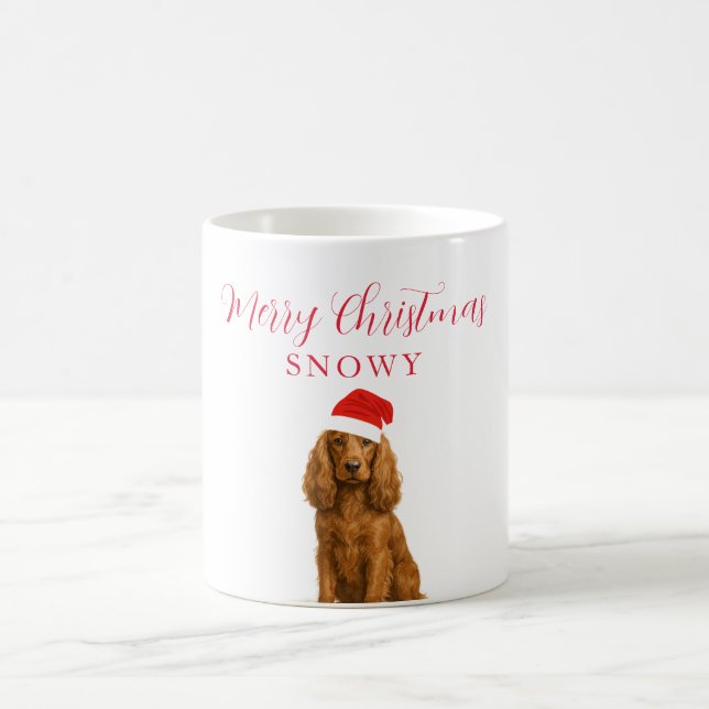 Coocker Spaniel Dog with Santa Hat Christmas Coffee Mug (Center)