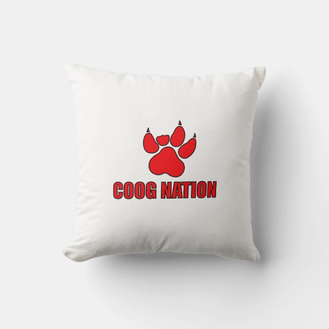 Coog Nation White Throw Pillow (Front)
