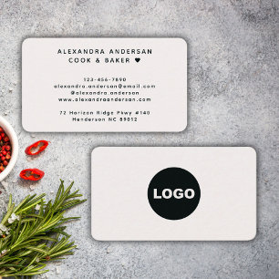 Cook Baker Logo Rounded Beige Minimal Business Card