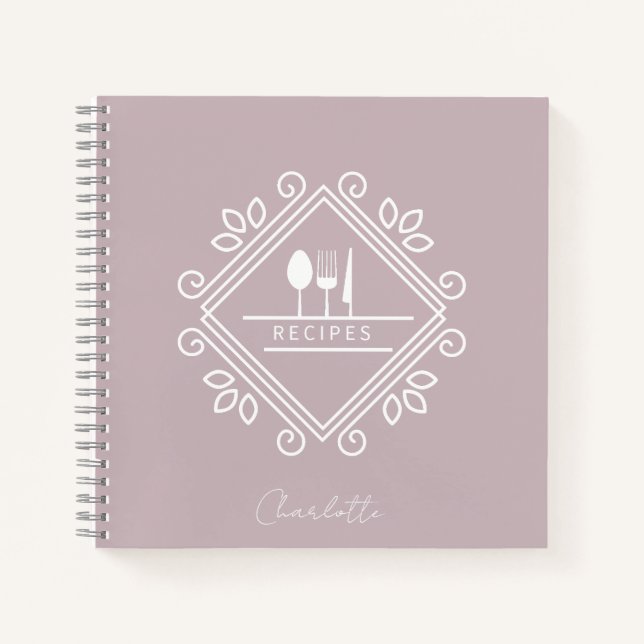 Cook book | Recipe Notebook | Pasetl brown mauve  (Front)