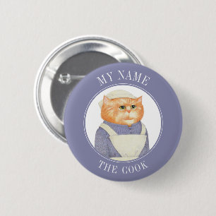 COOK CAT Name Tag Badge Pin Button
