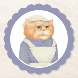 COOK CAT Scalloped Round Paper Coasters