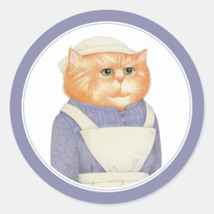 COOK CAT Small Round Stickers