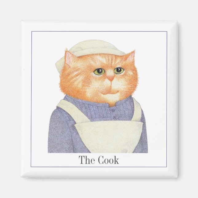 COOK CAT Square Magnet + Text II (Front)