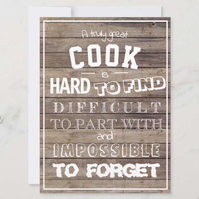 Cook culinary chef modern trendy cool typography card (Front)