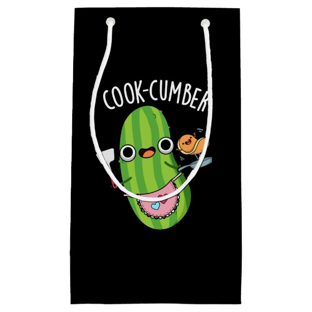 Cook-cumber Funny Cucumber Pun Dark BG Small Gift Bag (Front)