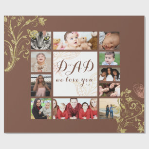 Cook Dad We Love You Family Photo Collage Wrapping Paper