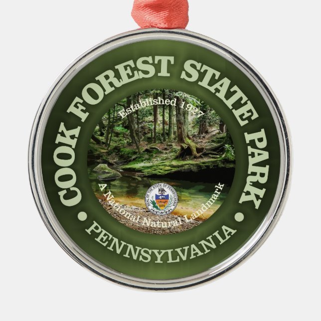 Cook Forest SP Metal Ornament (Front)